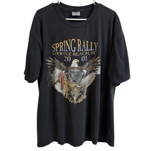 Vintage Myrtle Beach Spring Bike Rally 2001 Shirt Mens Size XL Black Eagle Biker